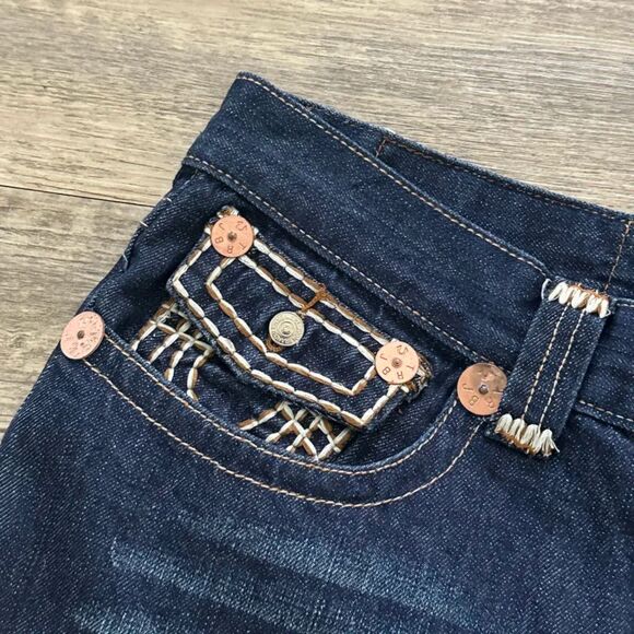 Vintage True Religion Joey Super T Jean Shorts Double Stitching Size 36X14 - Picture 4 of 7